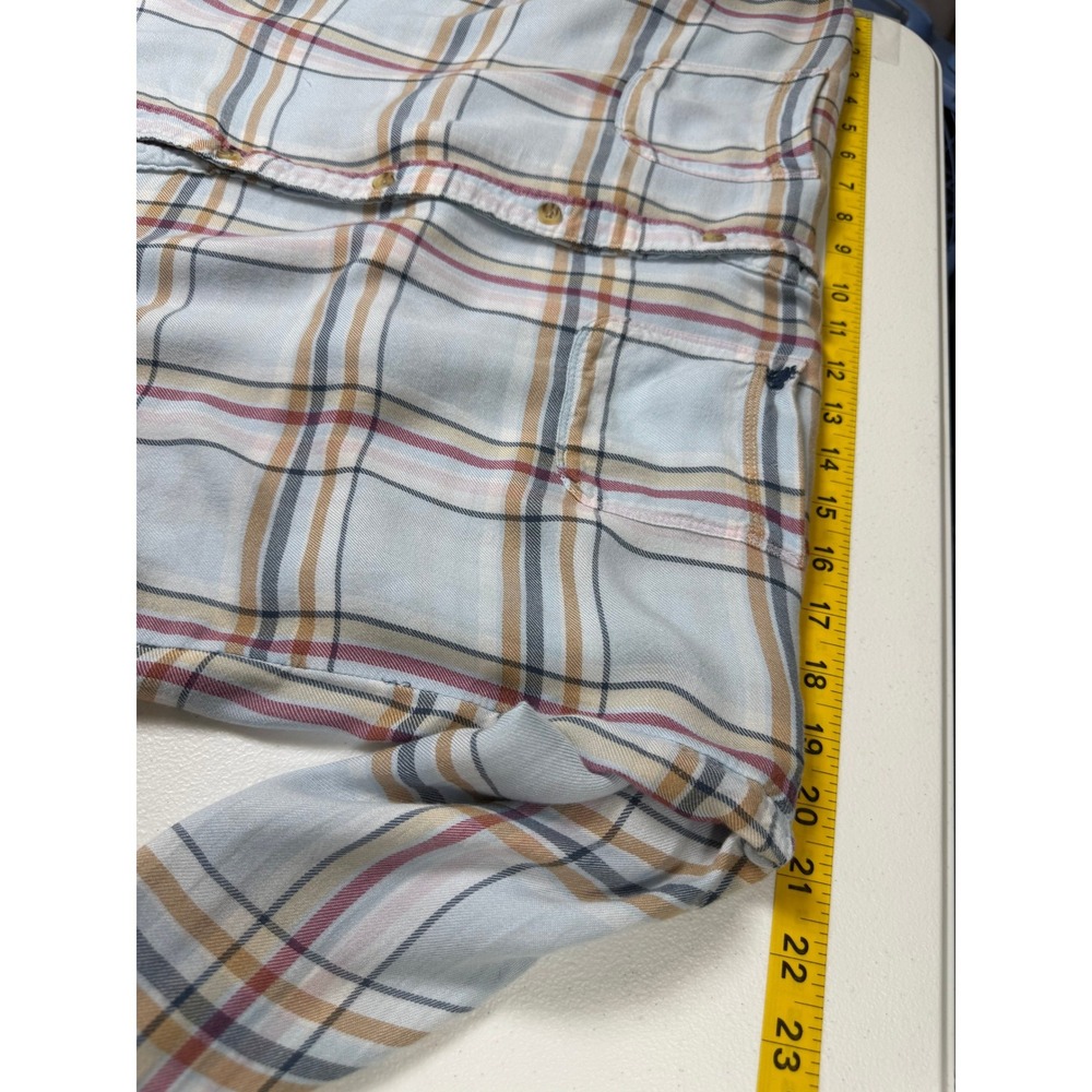 Abercrombie & Fitch Plaid Button Down Women M Blue Viscose Coastal Preppy Fall - Picture 5 of 7